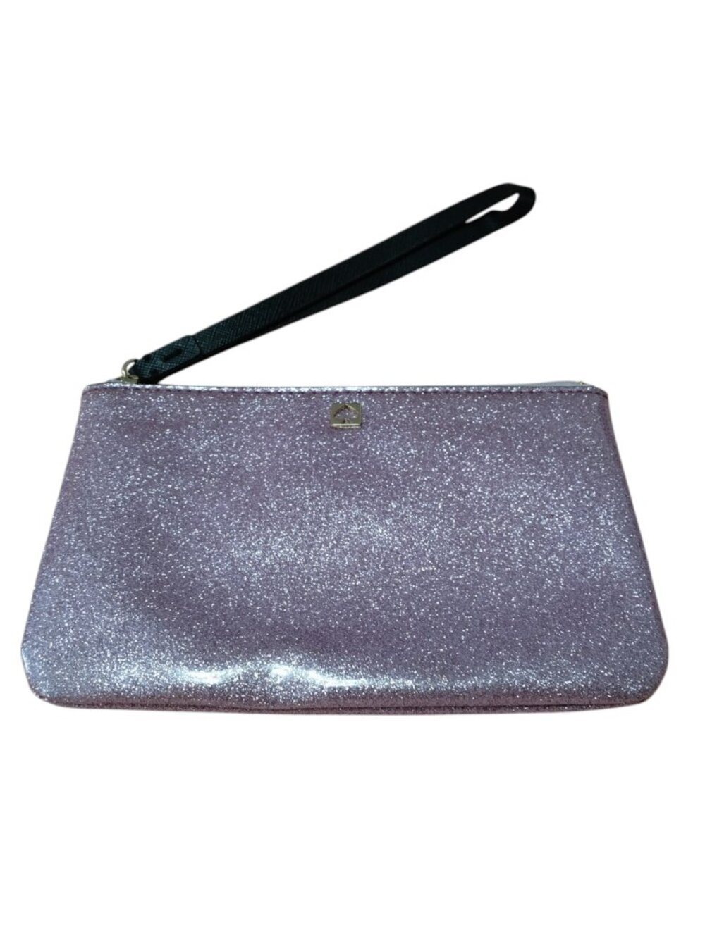 Kate Spade Pink Glitter Mavis Street Bethann Wristlet Clutch Zip Closure Logo